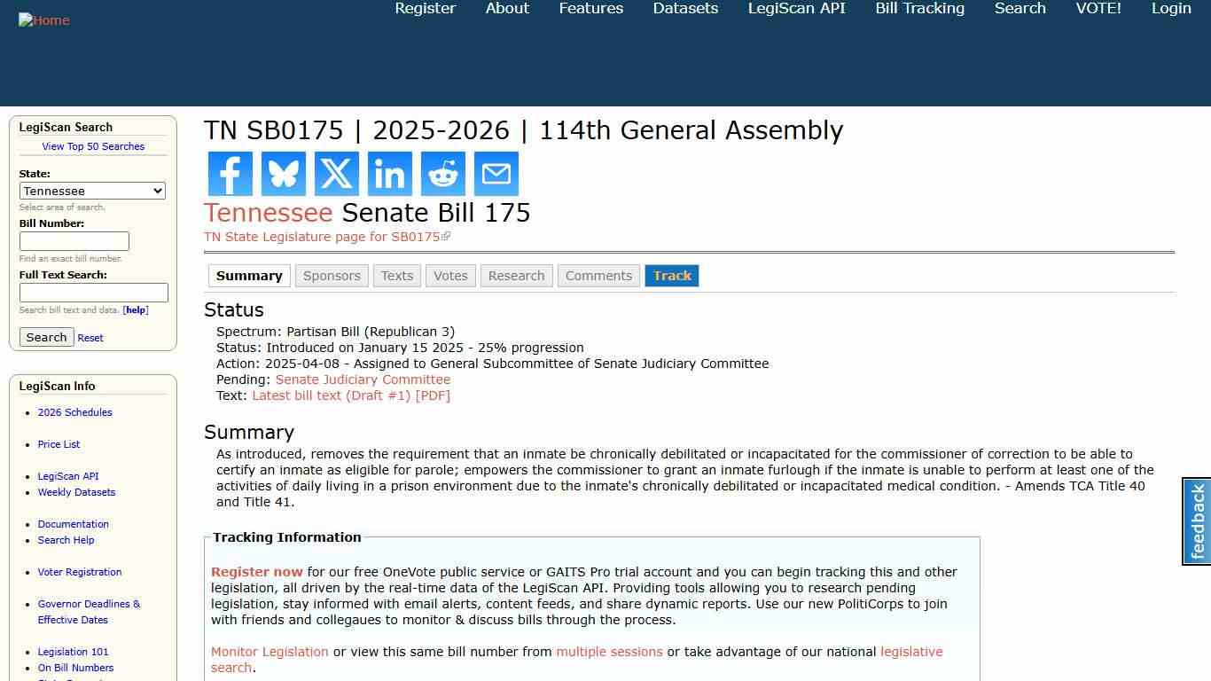 TN SB0175 | 2025-2026 | 114th General Assembly | LegiScan